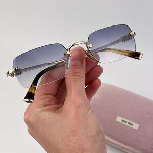 Miu Miu Women’s Rectangle Sunglasses – Gold Gradient Blue Model MUB50S ZVN80O
